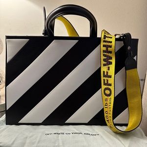 OFF WHITE C/O Virgil Abloh Saffiano Striped Medium Box Bag